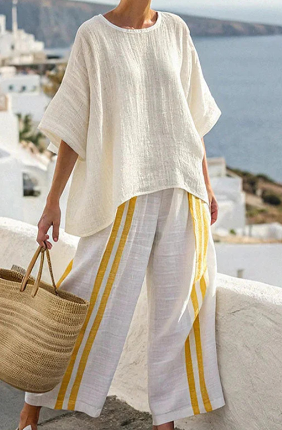 LioraEase™ | Relaxed Two-Piece | Yellow Stripe / S | Toronty Ottawa