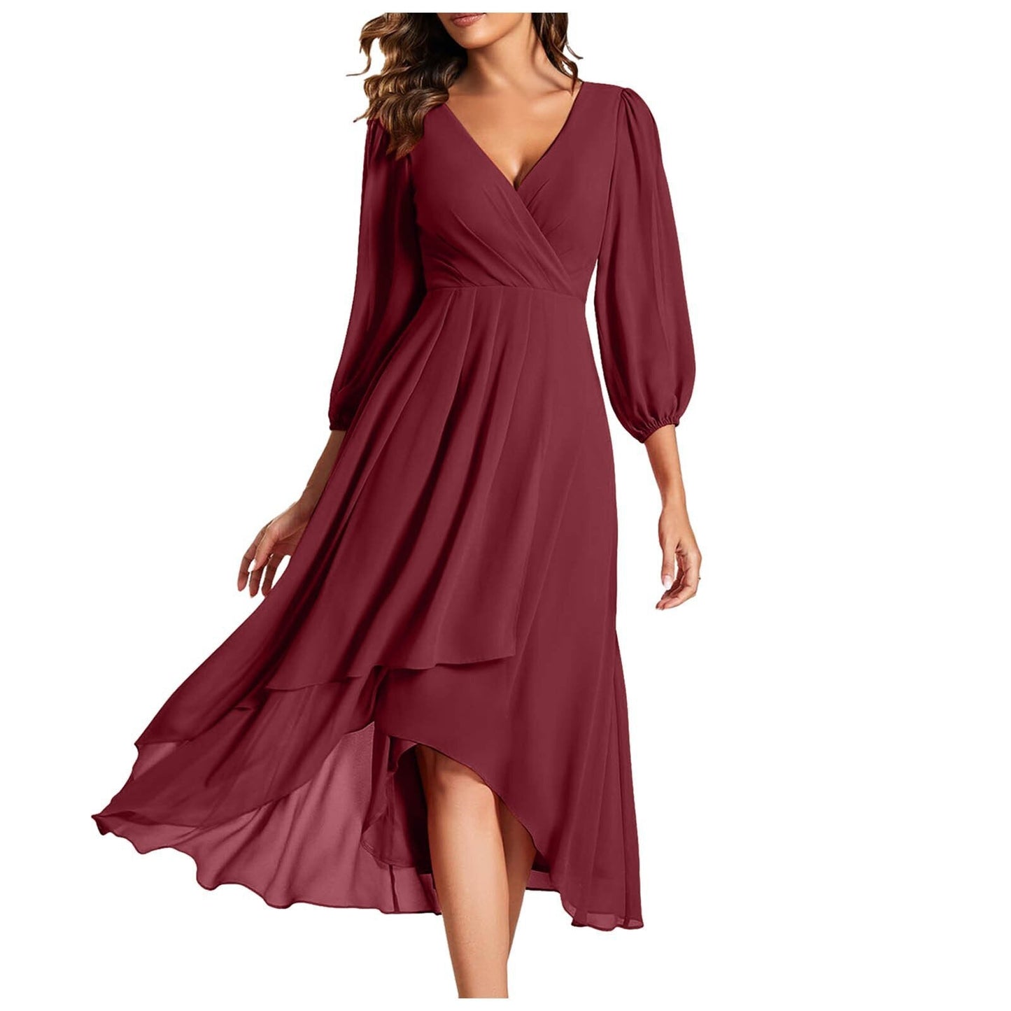 Vivienne™ | Elegant Dress | Burgundy / S | Toronty Ottawa