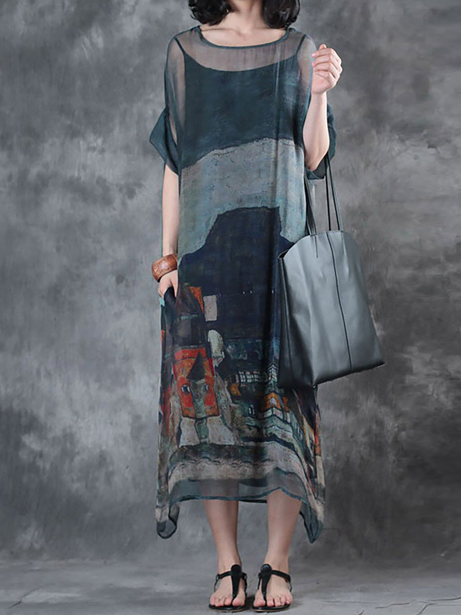 Florence™ | Maxi Dress | Gray Blue(Two Pieces:Dress + Vest) / M | Toronty Ottawa