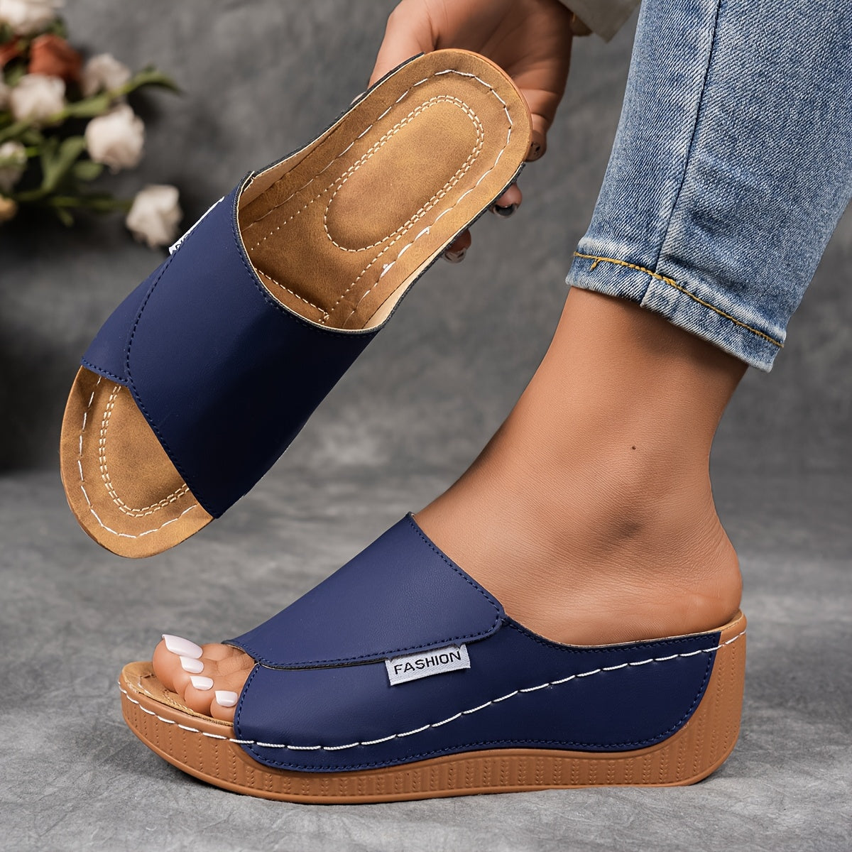 Chantal – Easy Elegance Slip-On Sandals™ | Navy Blue / 5 | Toronty Ottawa