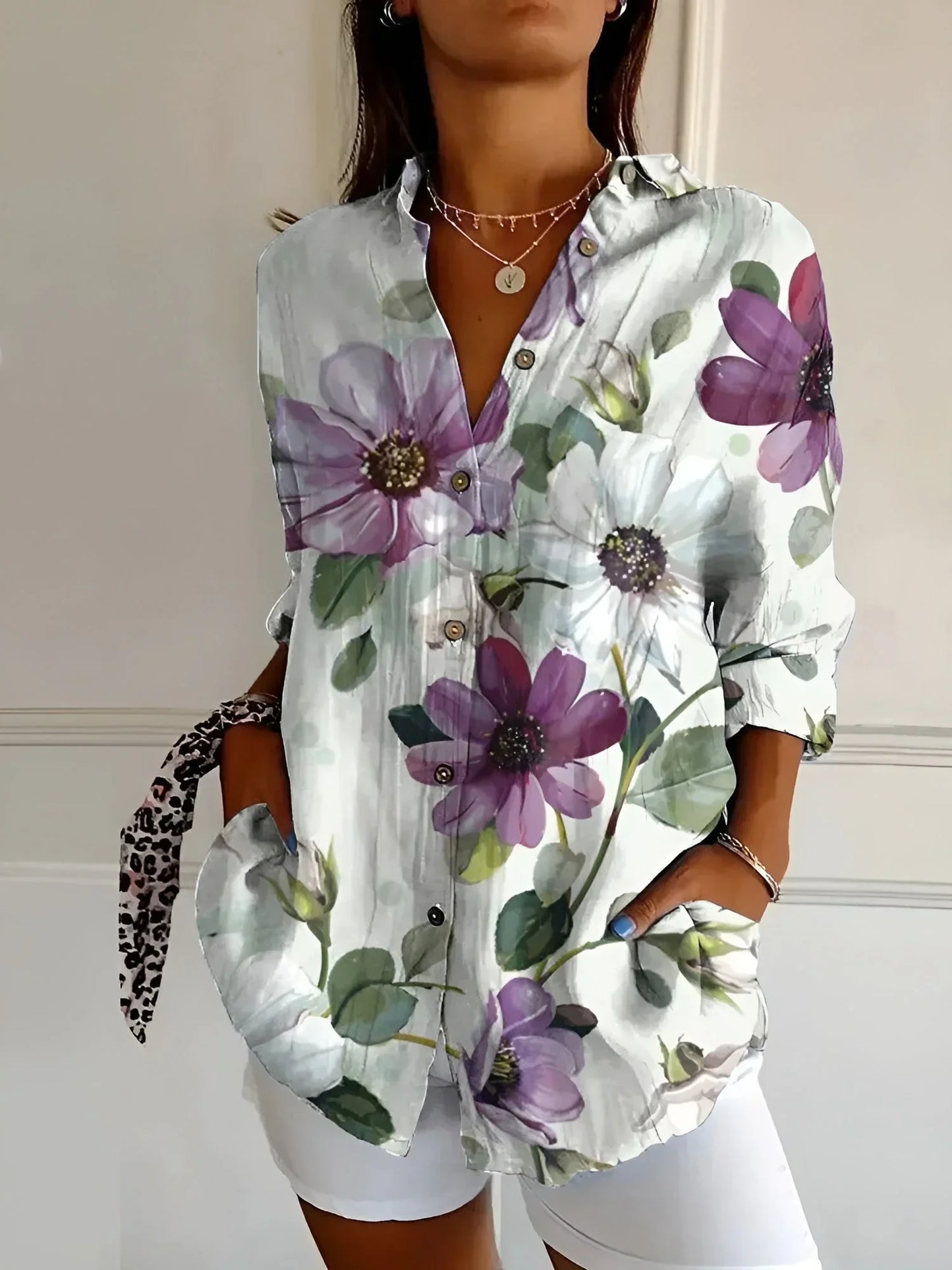 Jenna™ | Everyday Blouse | White-Lila / S | Toronty Ottawa