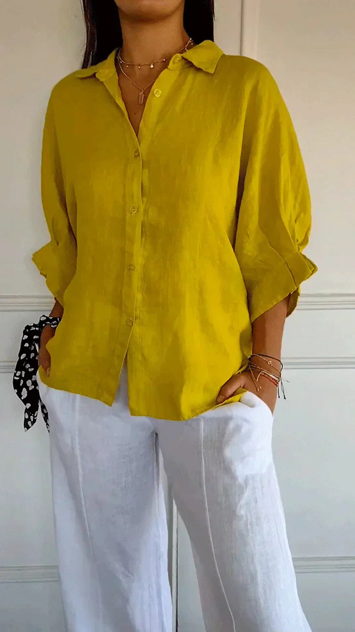 Hannah™ | Button-Up Shirt | Yellow / S | Toronty Ottawa