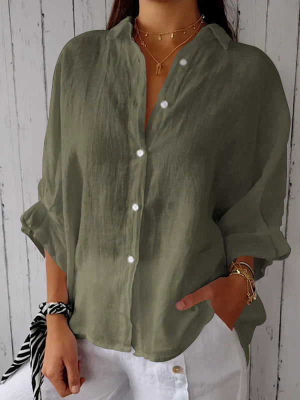 Hannah™ | Button-Up Shirt | Olive green / S | Toronty Ottawa