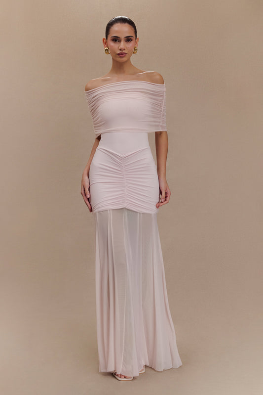 Mira Premium Off-Shoulder Soft-Drape Maxi Dress