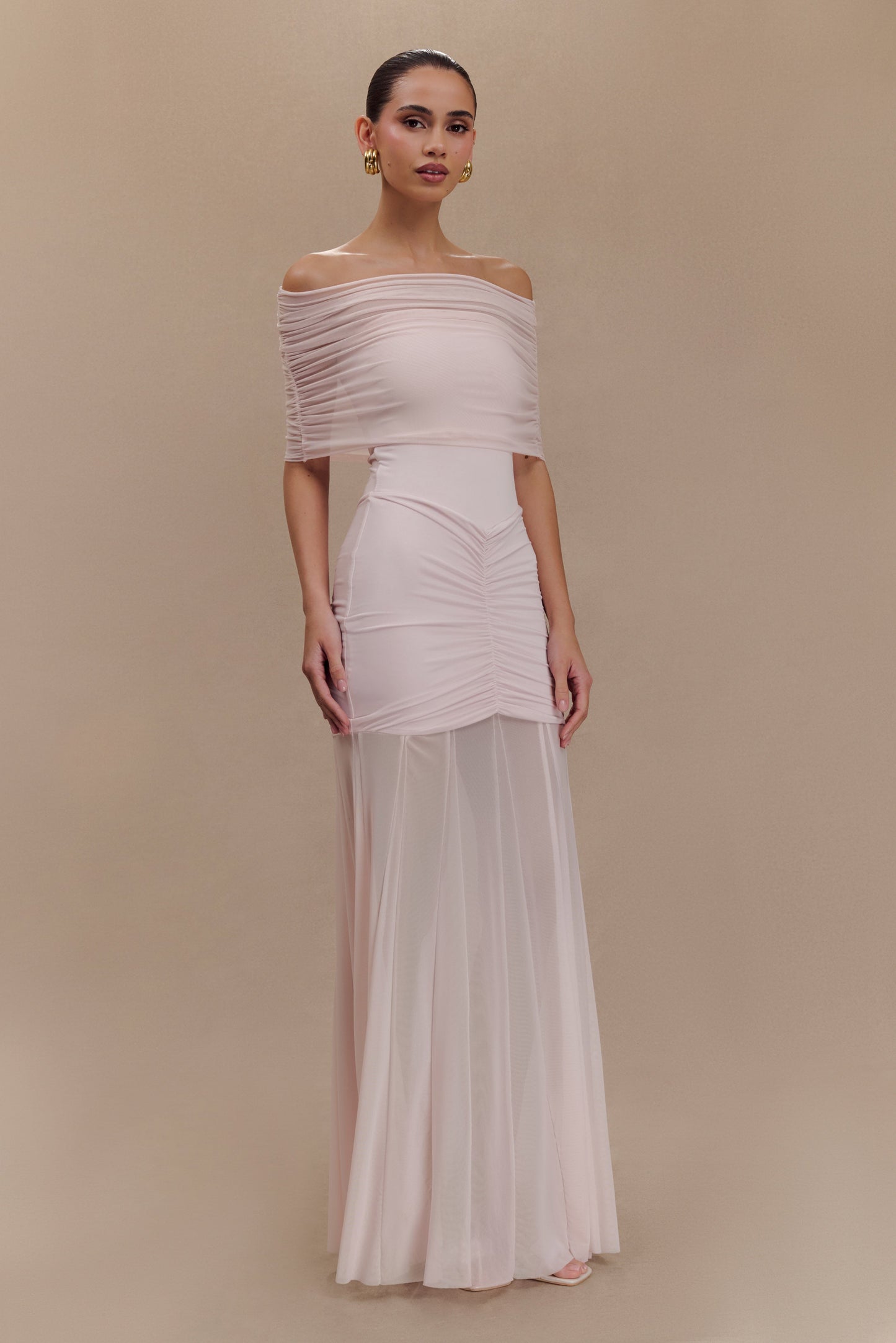 Mira Premium Off-Shoulder Soft-Drape Maxi Dress