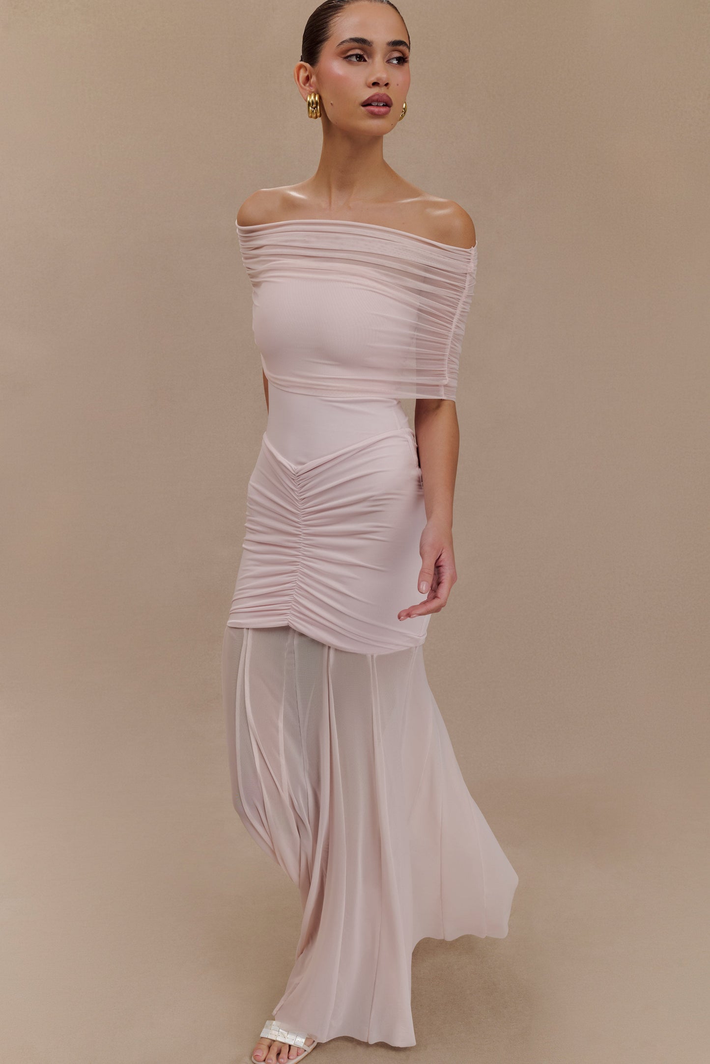 Mira Premium Off-Shoulder Soft-Drape Maxi Dress