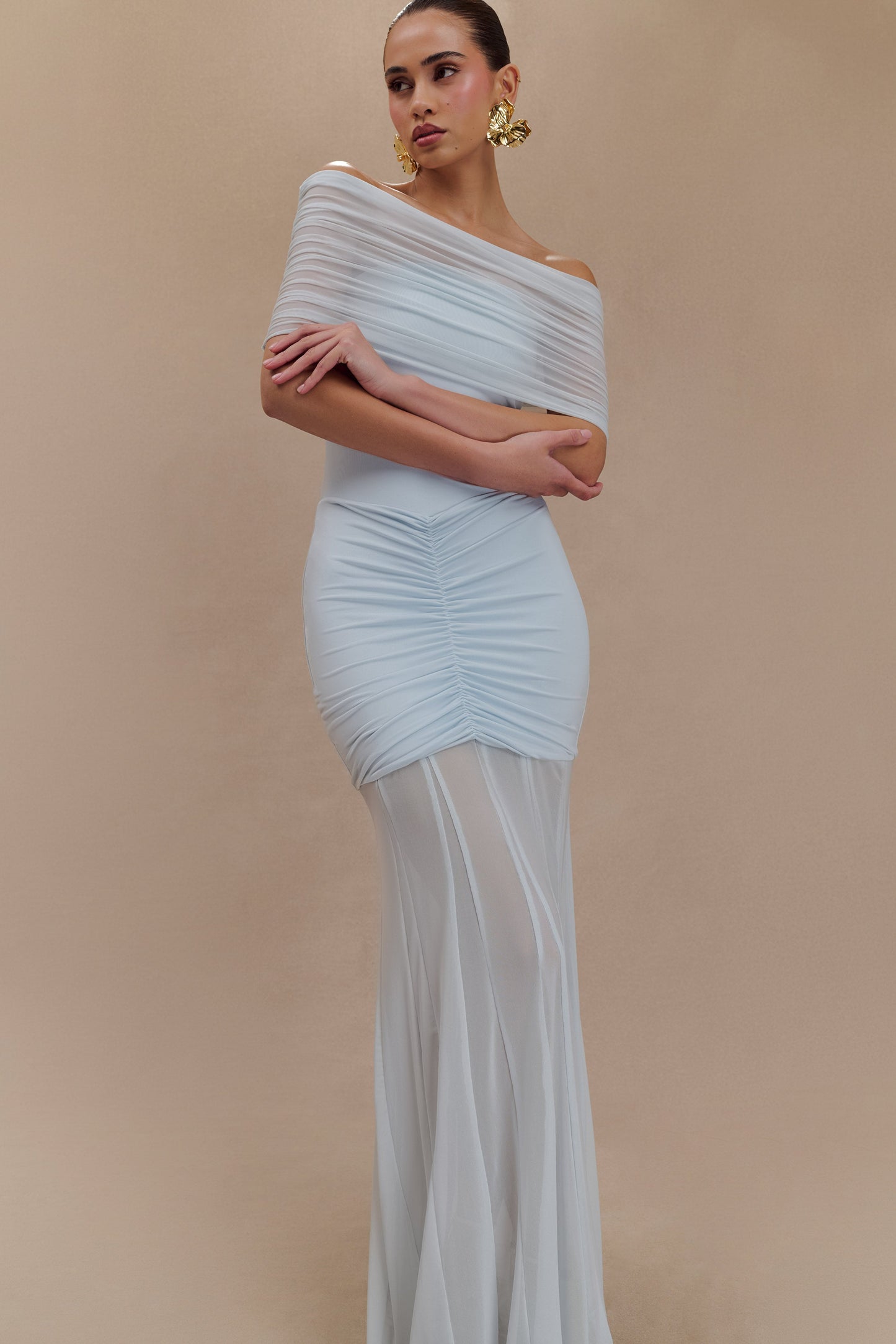 Harper Relaxed Off-Shoulder Soft-Drape Maxi Dress