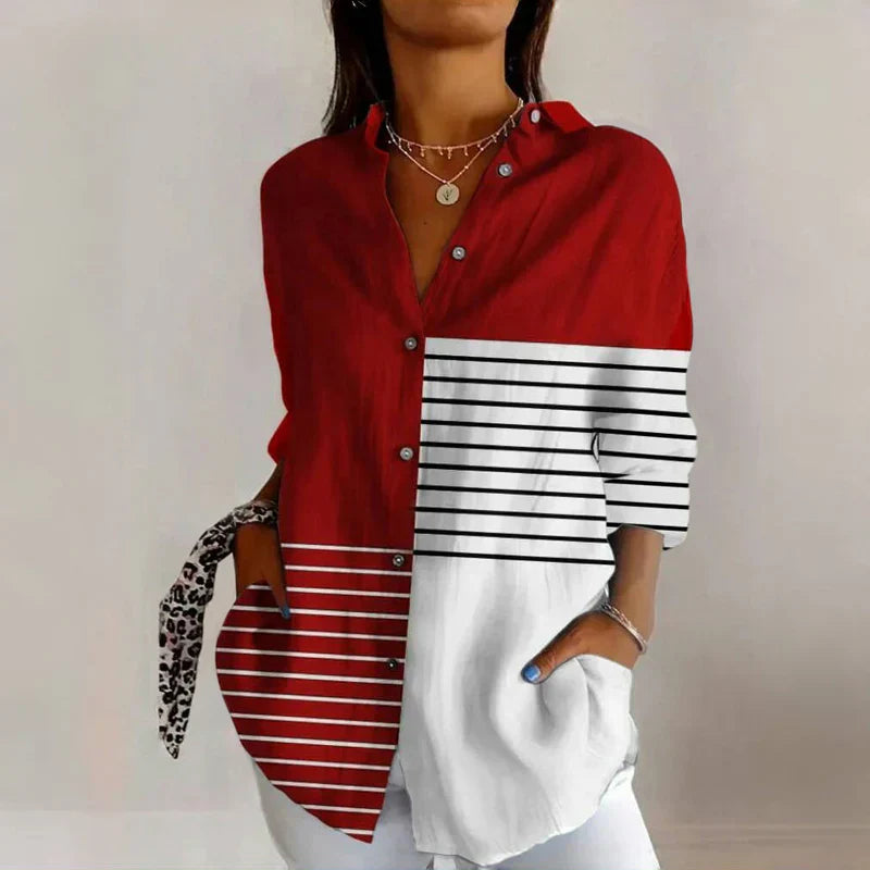 Jenna™ | Everyday Blouse | White-Red / S | Toronty Ottawa