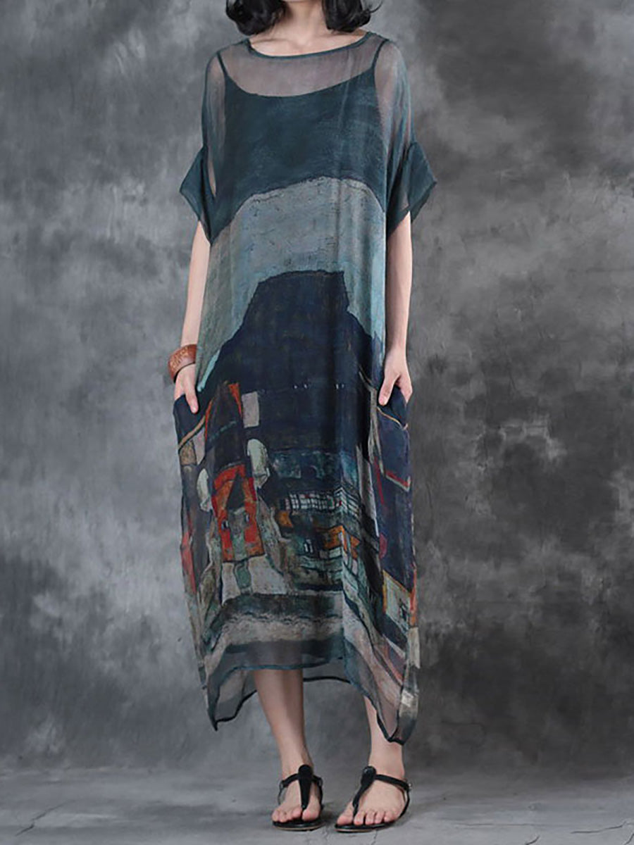 Florence™ | Maxi Dress | Gray Blue(Two Pieces:Dress + Vest) / M | Toronty Ottawa