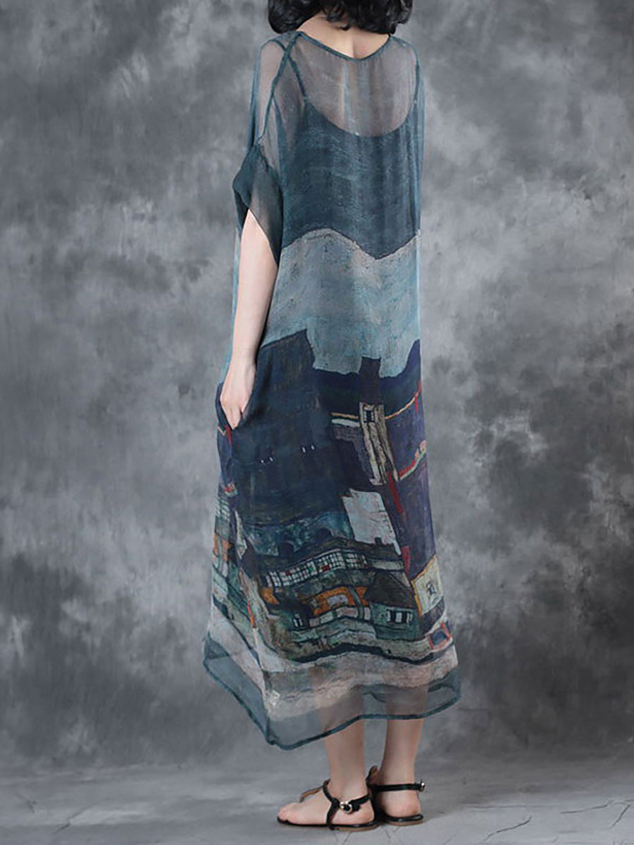 Florence™ | Maxi Dress | Gray Blue(Two Pieces:Dress + Vest) / M | Toronty Ottawa