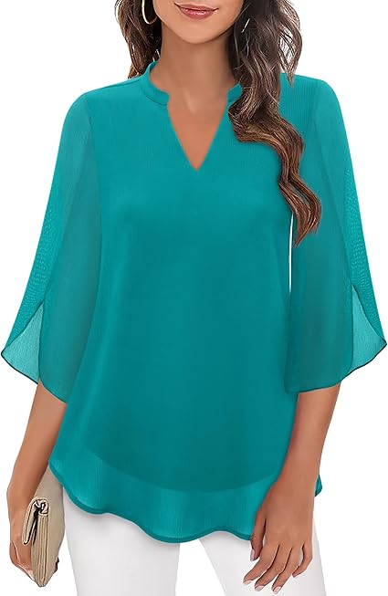 Olivia™ | Split-Sleeve Blouse | Teal / S | Toronty Ottawa