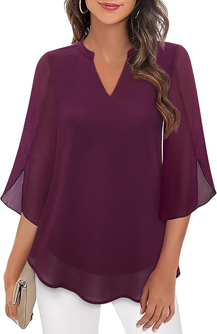 Olivia™ | Split-Sleeve Blouse | Burgundy / S | Toronty Ottawa