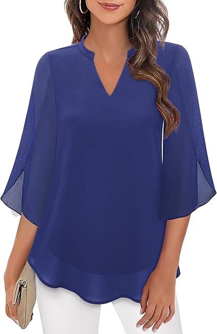 Olivia™ | Split-Sleeve Blouse | Blue / S | Toronty Ottawa