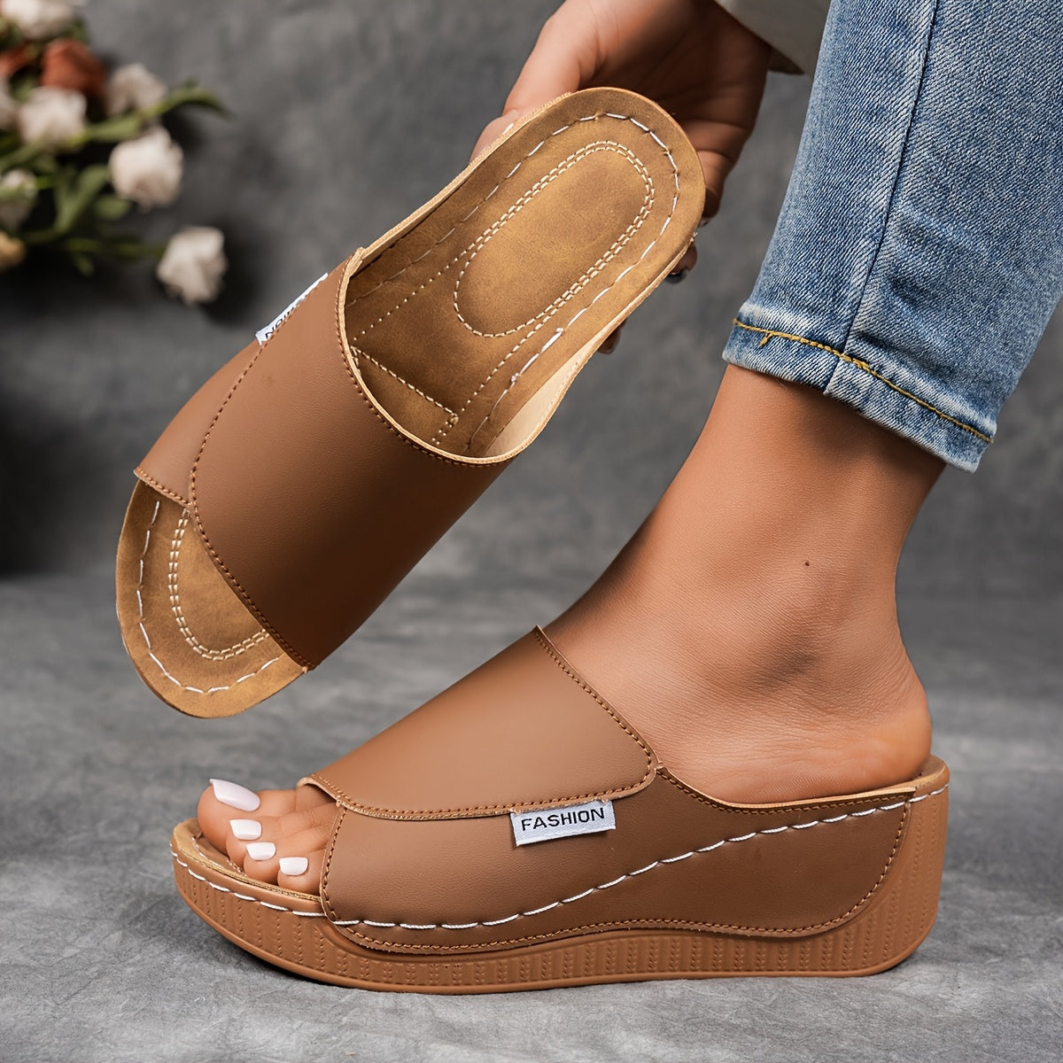 Chantal – Easy Elegance Slip-On Sandals™ | Brown / 5 | Toronty Ottawa