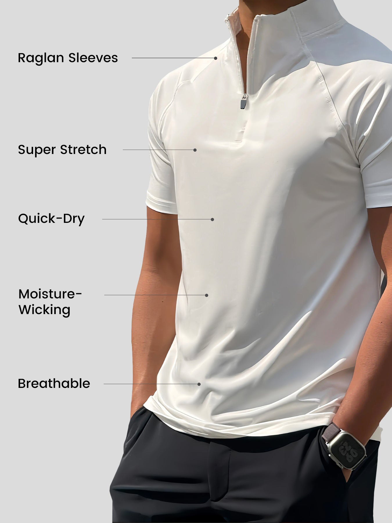 AeroFlex™ | Half-Zip Raglan | Classic Fit / White / S | Toronty Ottawa