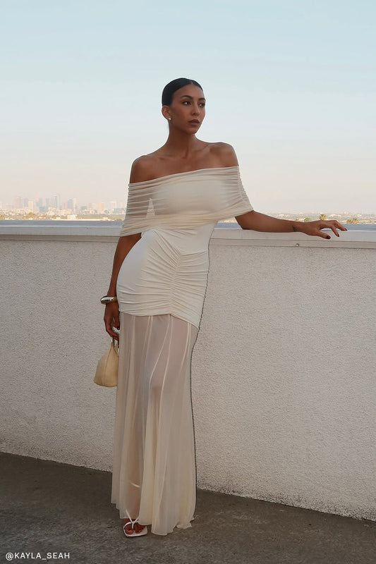 Liora Relaxed Off-Shoulder Soft-Drape Maxi Dress