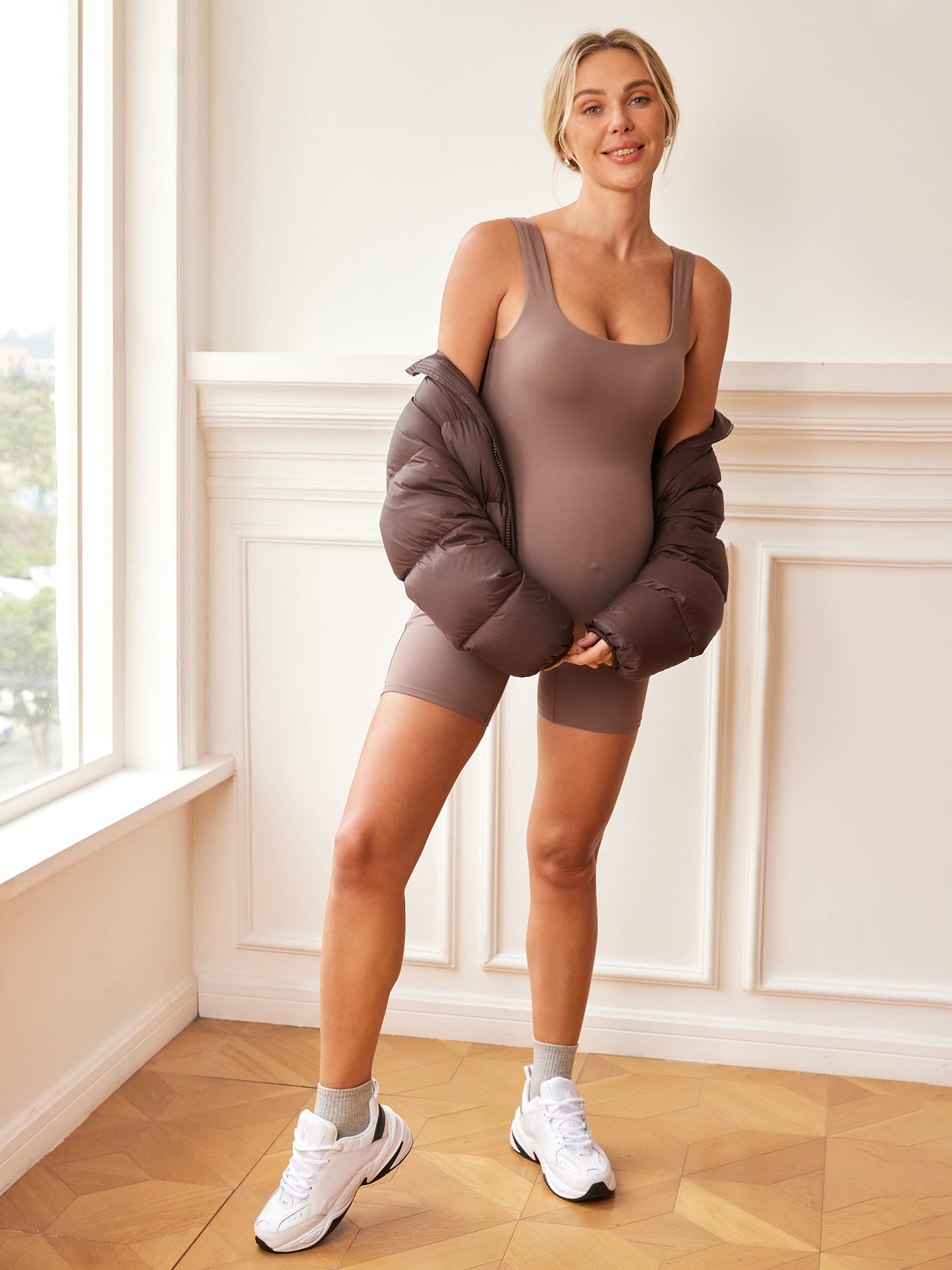 BellyBloom™ | Maternity Romper | Brown Purple / M | Toronty Ottawa