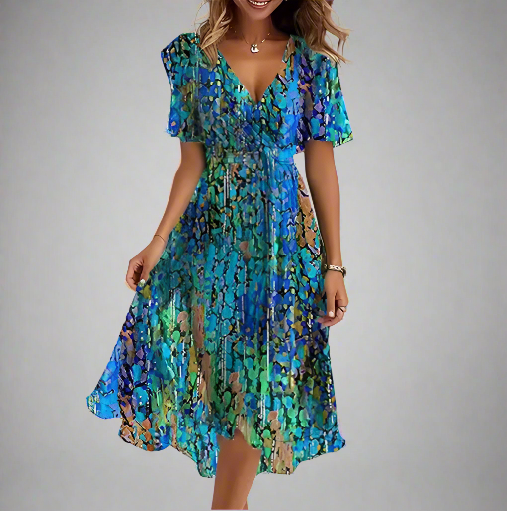 Aisling™ | Elegant Dress | Blue/Green / S | Toronty Ottawa