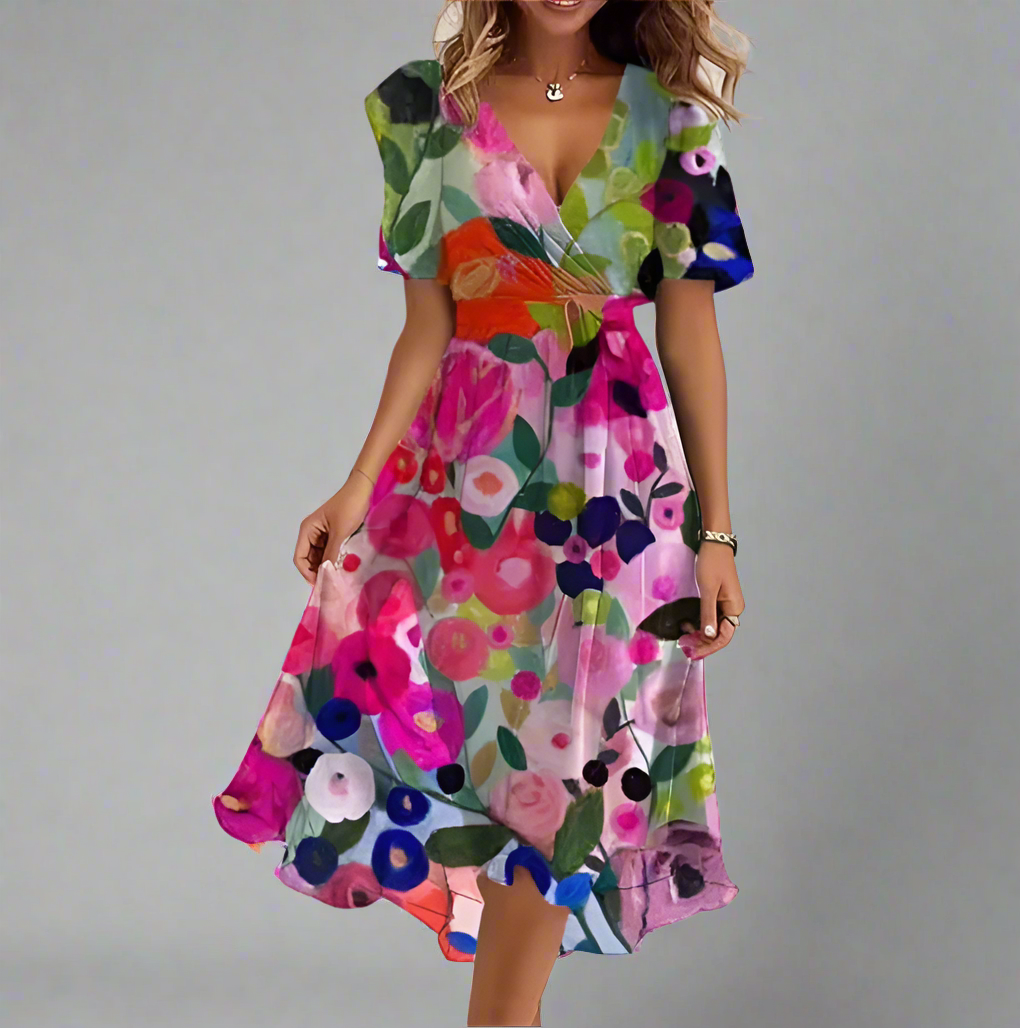 Aisling™ | Elegant Dress | Multi Colour Floral / S | Toronty Ottawa