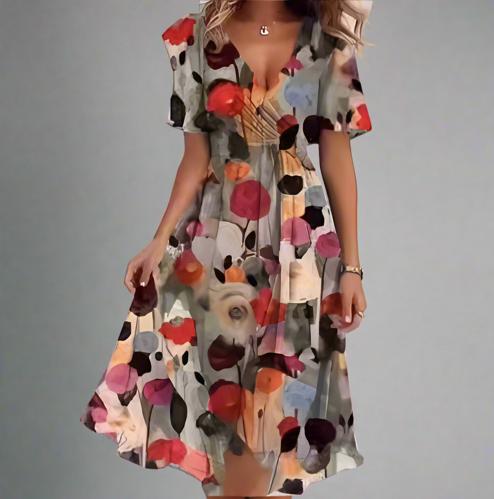Aisling™ | Elegant Dress | Brown Floral / S | Toronty Ottawa