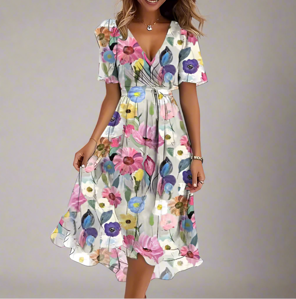 Aisling™ | Elegant Dress | White Floral / S | Toronty Ottawa