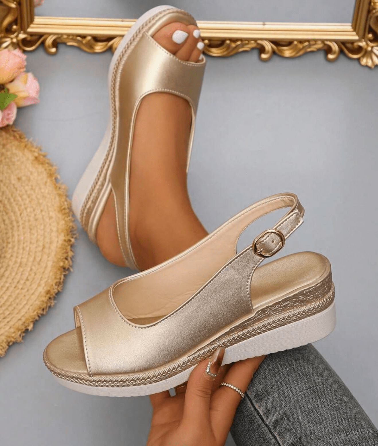 Solevera™ | Espadrille Sandals | Gold / 5 | Toronty Ottawa