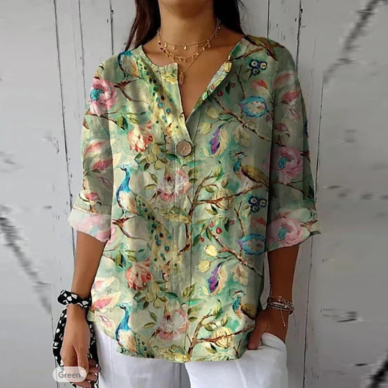 Leah™ | Retro Blouse | Green / S | Toronty Ottawa