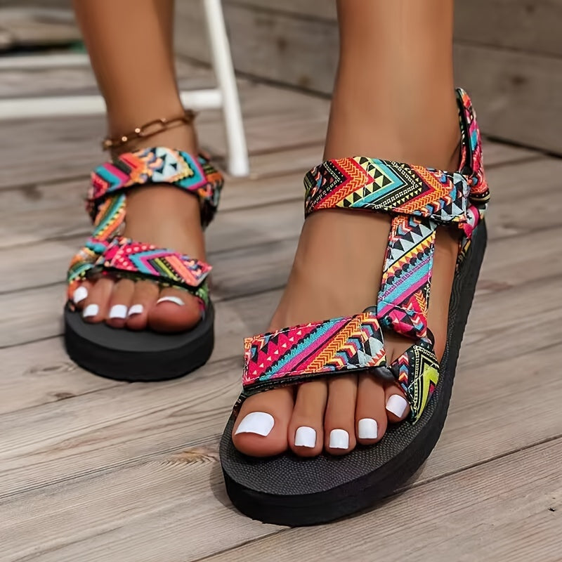 SavannaStride™ | Safari Sandals | Neon Pink Multicolor / 4.5 | Toronty Ottawa