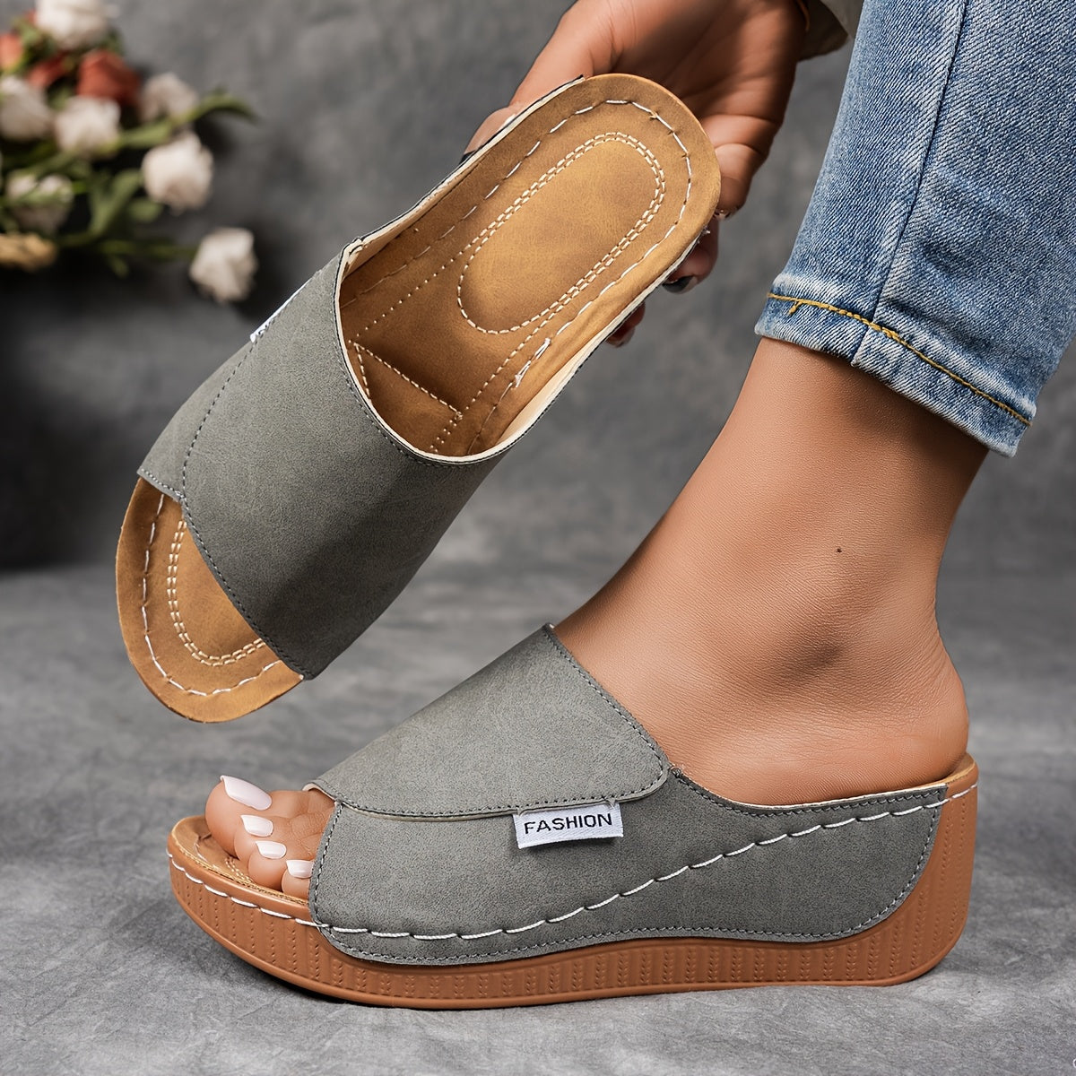 Chantal – Easy Elegance Slip-On Sandals™ | Grey / 5 | Toronty Ottawa