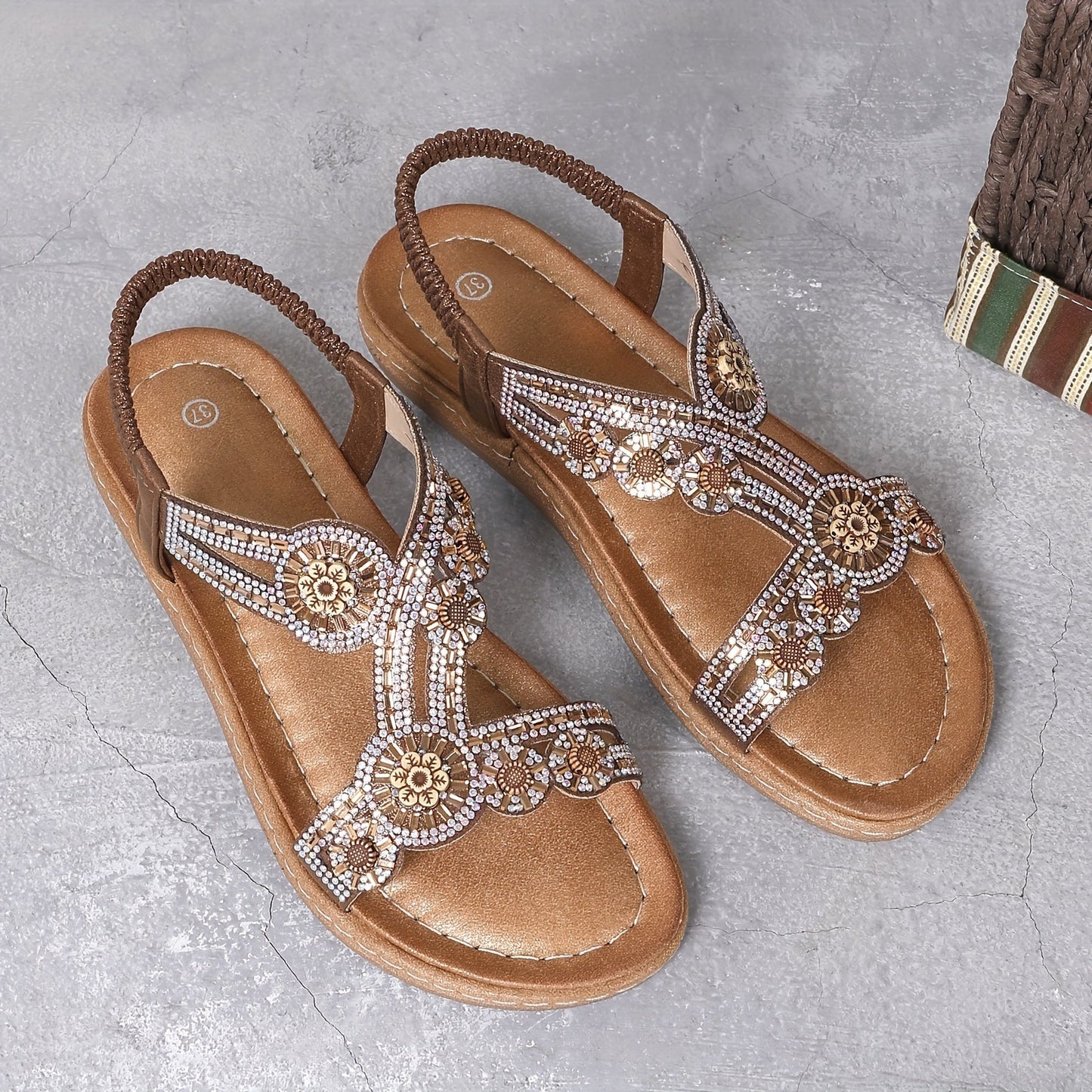 ElaraBloom™ | Boho Sandals | Brown / 5 | Toronty Ottawa