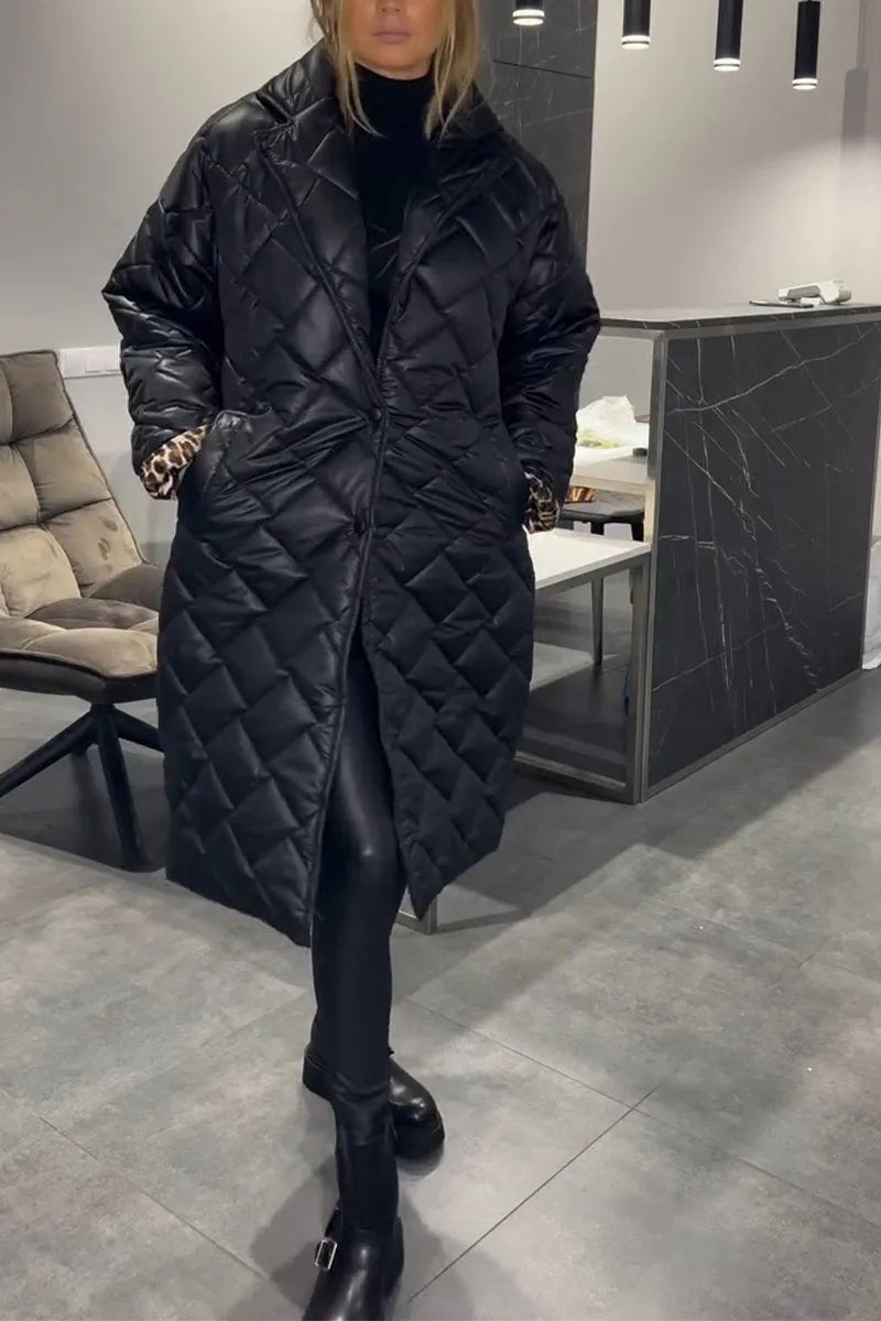 Sara | Reversible Quilted Coat with Leopard Lining