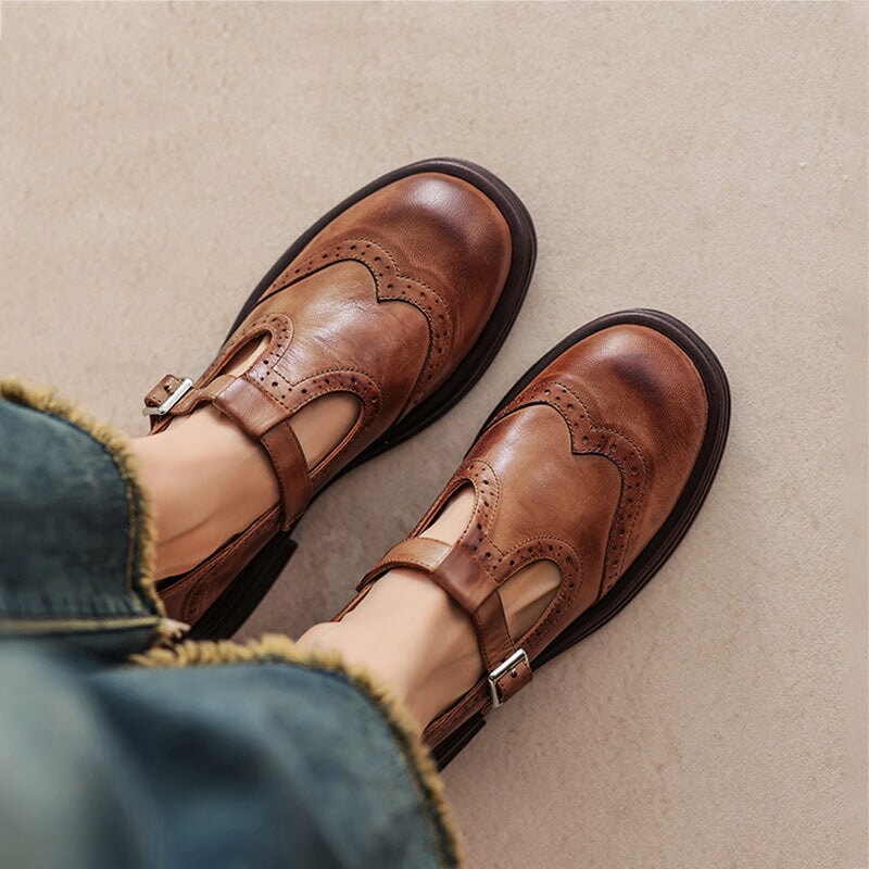Elodie | Genuine Leather Mary Jane Flats