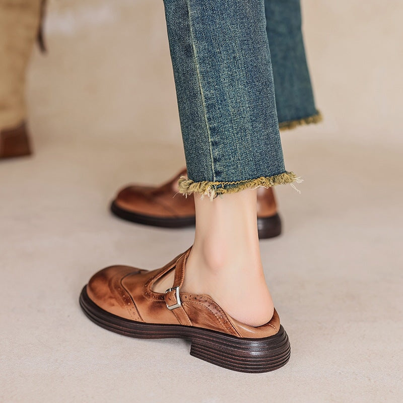 Elodie | Genuine Leather Mary Jane Flats
