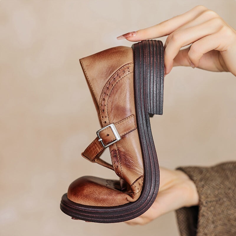 Elodie | Genuine Leather Mary Jane Flats
