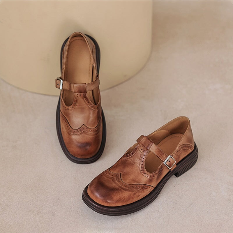 Elodie | Genuine Leather Mary Jane Flats