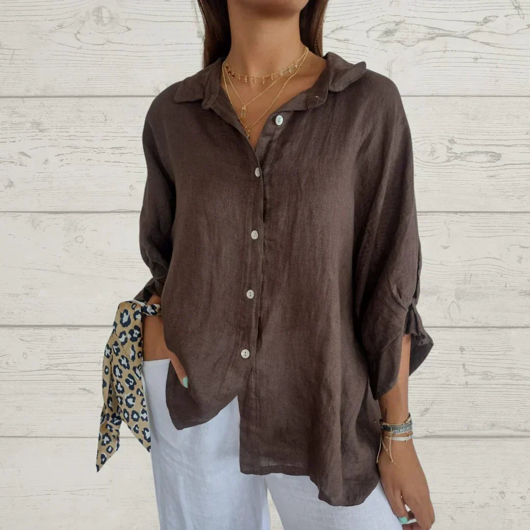 Hannah™ | Button-Up Shirt | Brown / S | Toronty Ottawa