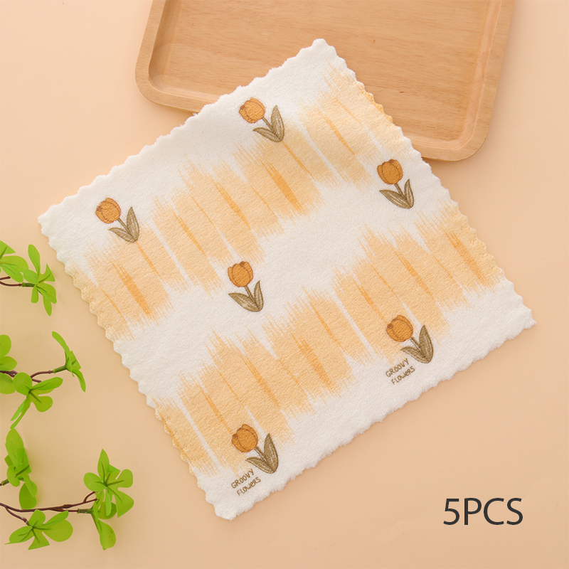 5PCS Coral Flannel Dishcloths for Home Use