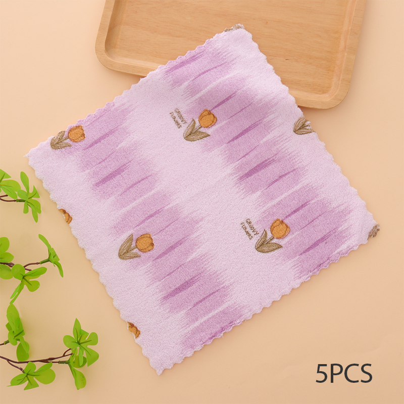 5PCS Coral Flannel Dishcloths for Home Use