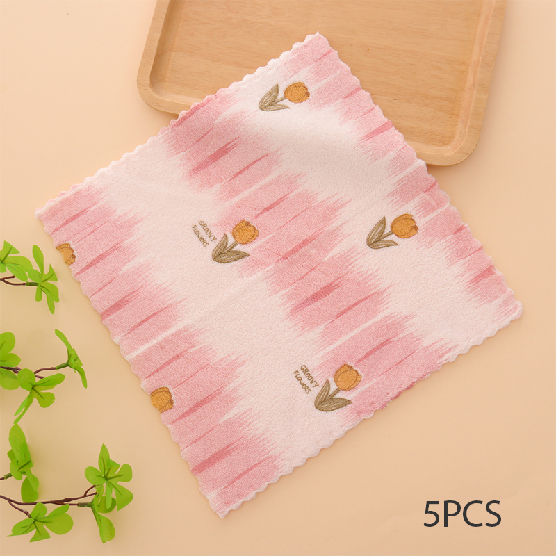 5PCS Coral Flannel Dishcloths for Home Use