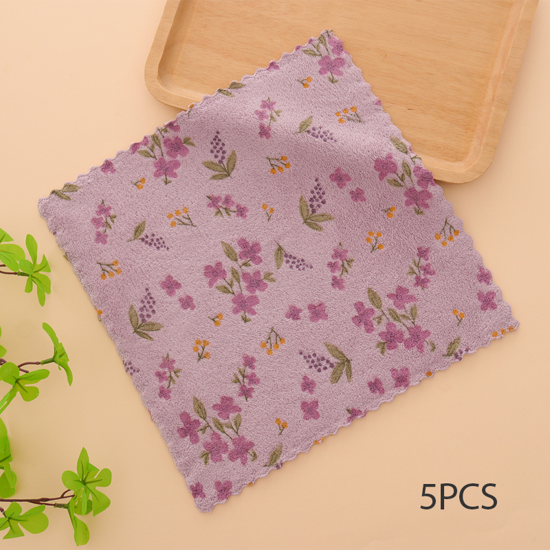 5PCS Coral Flannel Dishcloths for Home Use