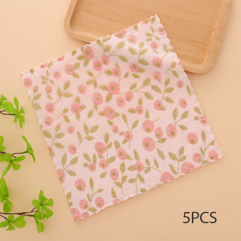 5PCS Coral Flannel Dishcloths for Home Use