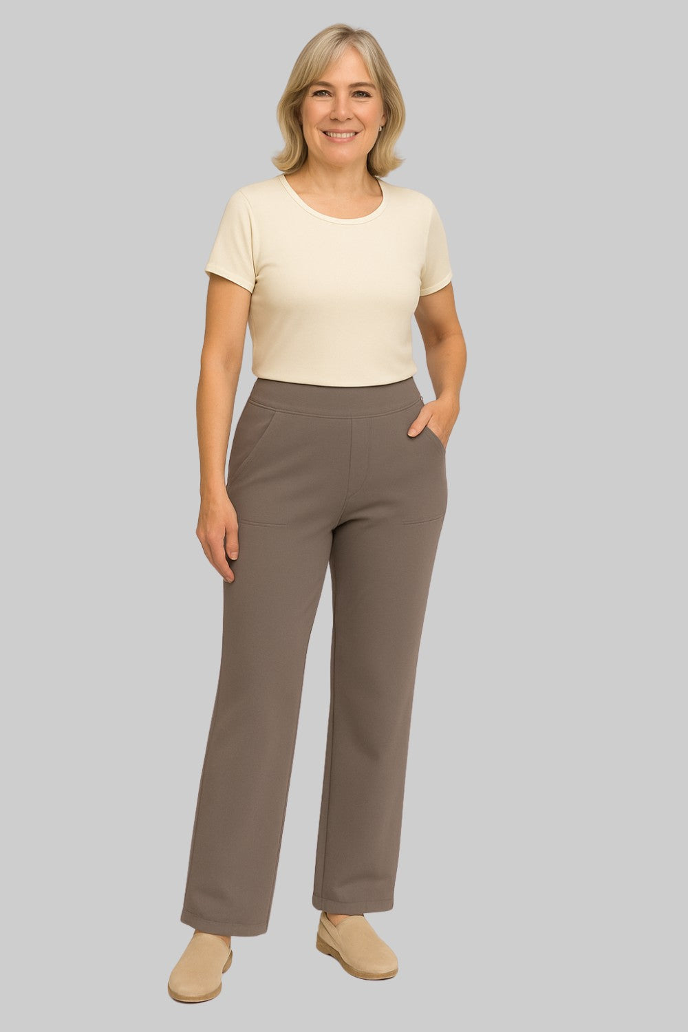 Livia™ | Stretch Pants | Taupe / S | Toronty Ottawa